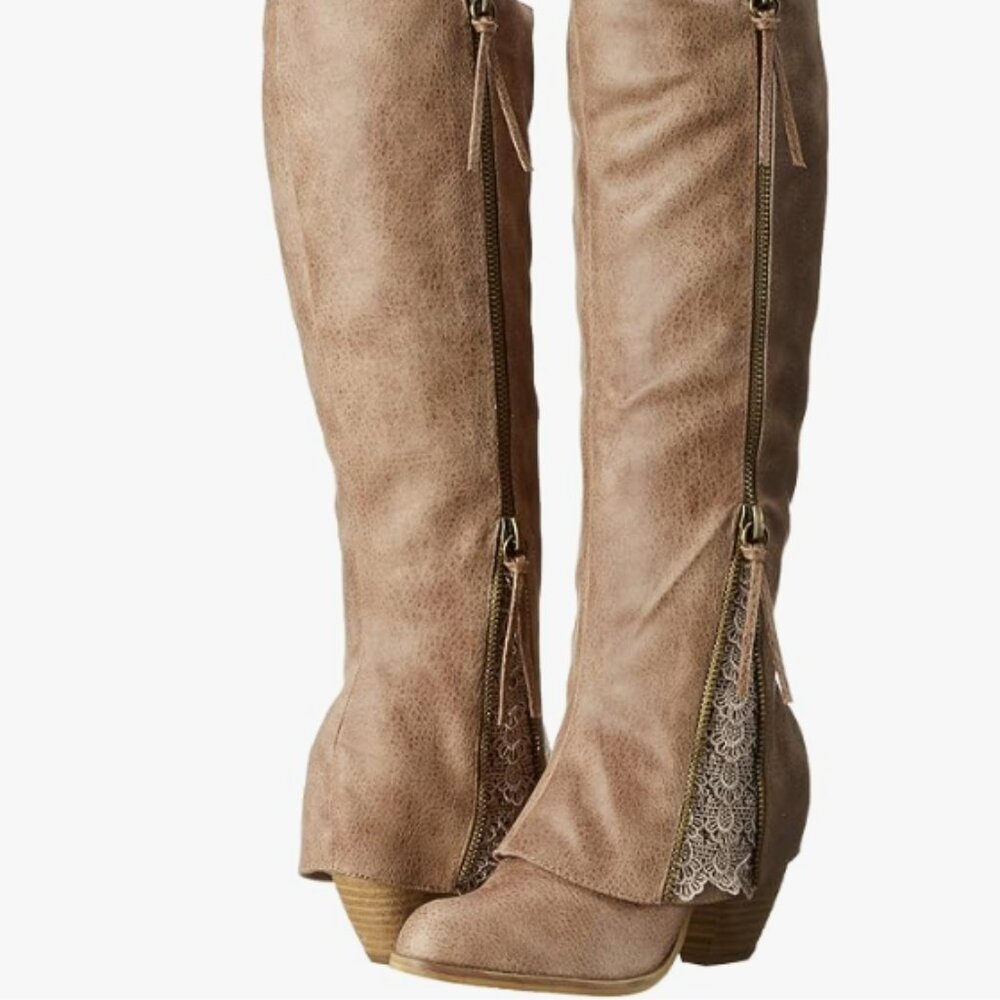 Not Rated Foldover Boots Brown & Lace